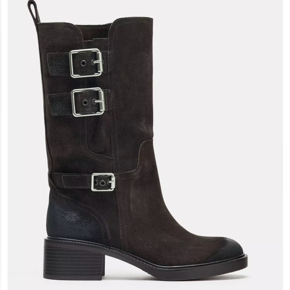 Brown Suede Buckled Boots size 9